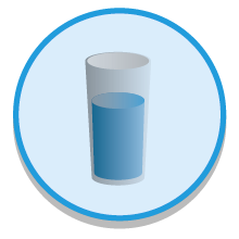 Pictogram van drinkwater. Glas gevuld met water