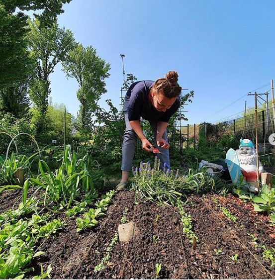 Kim Nelissen in moestuin