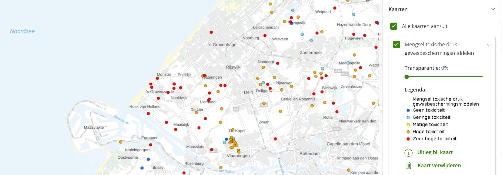 Westland op kaart gewasbeschermingsmiddelen