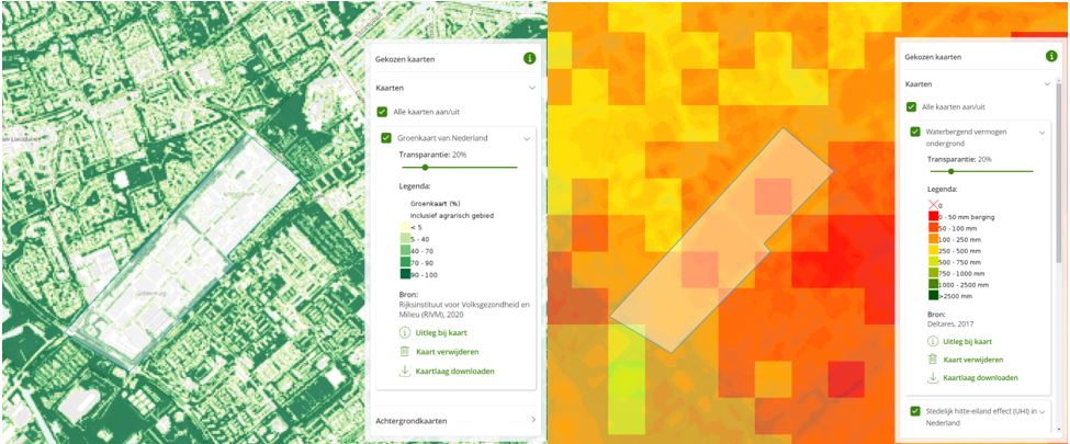 ZKD op Groenkaart en kaart Waterbergend vermogen ondergrond