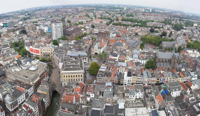 Luchtfoto van het centrum van Utrecht